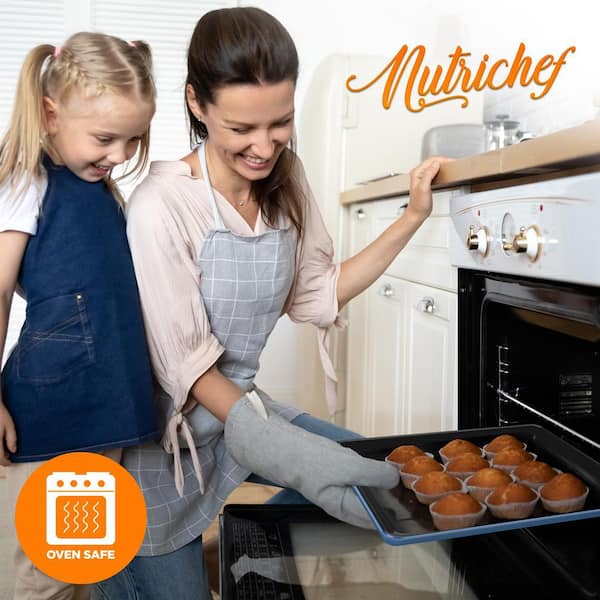 Nutrichef 8-Piece Nonstick Stackable Bakeware Set - PFOA, Pfos, PTFE Free Baking Tray Set w/ Non-Stick Coating, 450°F Oven Safe, Round Cake, Loaf