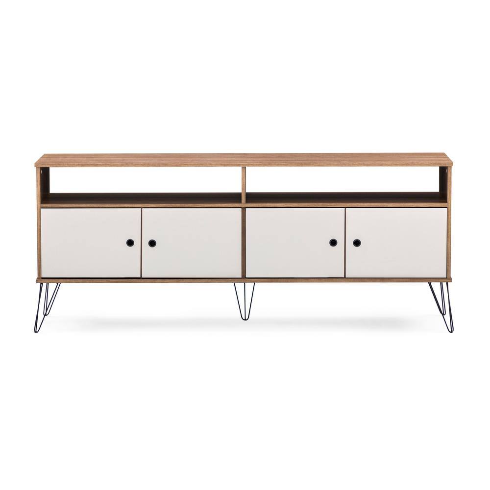 Herval Oregon 13 in. in OffWhite and Walnut Finish Rectangle Shaped