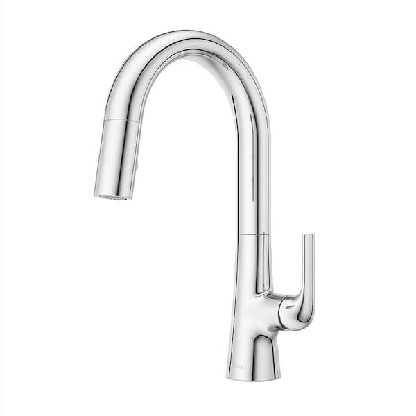 Beringer 1-Handle 15.6875 in. H Pull Down Sprayer Kitchen Faucet with 360° Spout Swivel in Polished Chrome