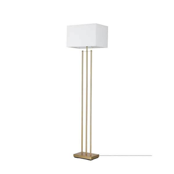 Novogratz x Globe Electric Soho 62 in. Matte Brass Floor Lamp with White Linen Shade