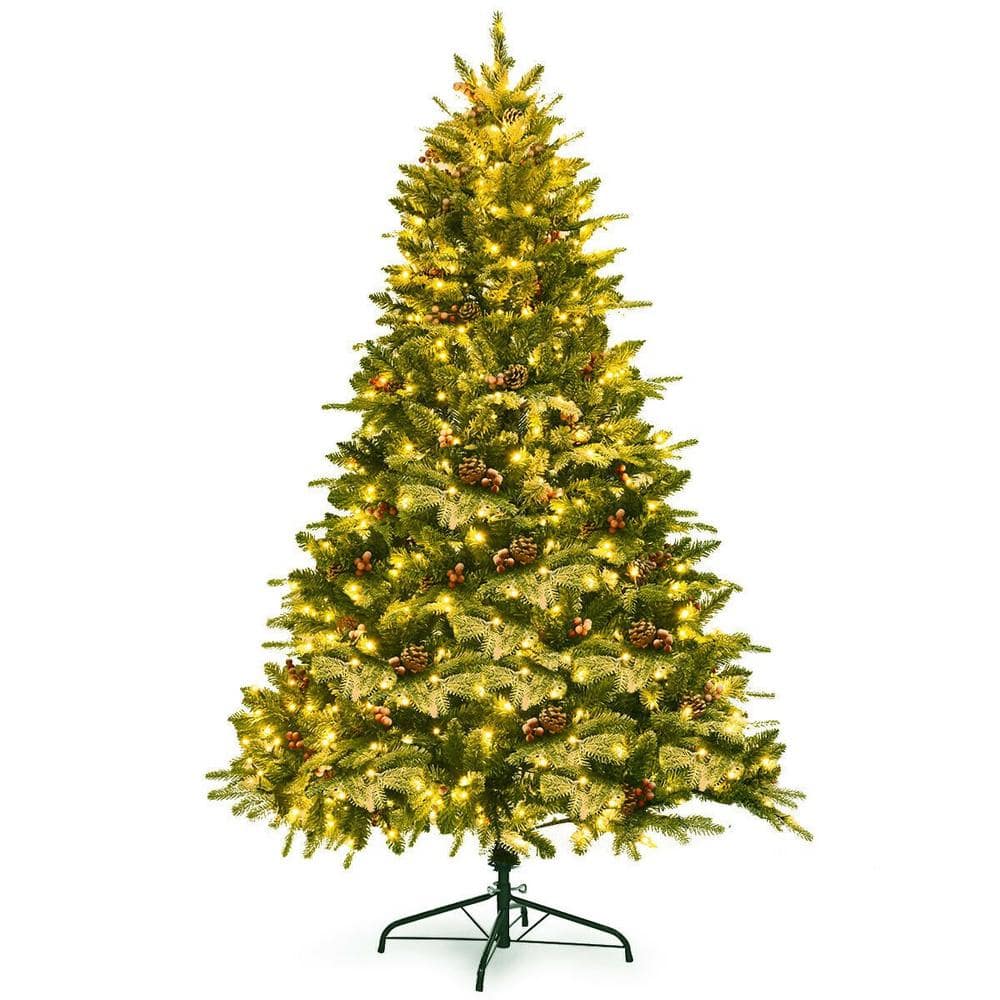 Black Friday Deals Pre Lit Christmas Trees WELLFOR 6.5 ft. Pre-Lit LED PVC Snow Flocked Artificial Christmas Tree