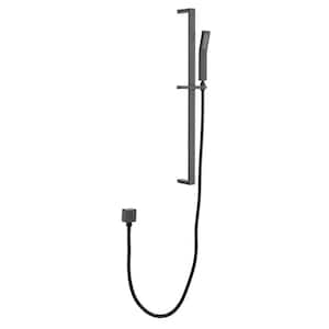 1-Spray Patterns with 2.5 GPM 7.87 in. Wall Mounted Rectangle Handheld Shower Head with Sliding Bar in Matte Black