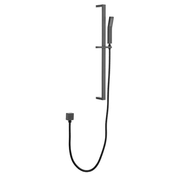 Mondawe 1-Spray Patterns with 2.5 GPM 7.87 in. Wall Mounted Rectangle Handheld Shower Head with Sliding Bar in Matte Black
