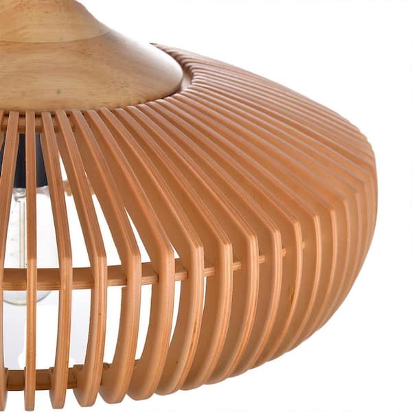 ARTURESTHOME 60-Watt 1 Light Natural Wood Pendant Light with Drum