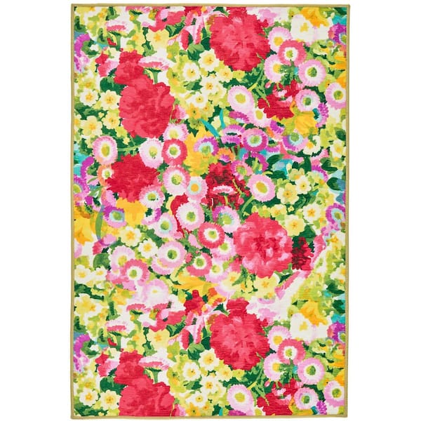 Chamomile Cluster Machine Washable Multi 5 ft. x 8 ft. Indoor Area Rug