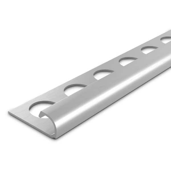 TrimMaster Satin Silver 3/8 in. x 98-1/2 in. Aluminum Bullnose Tile Edging Trim