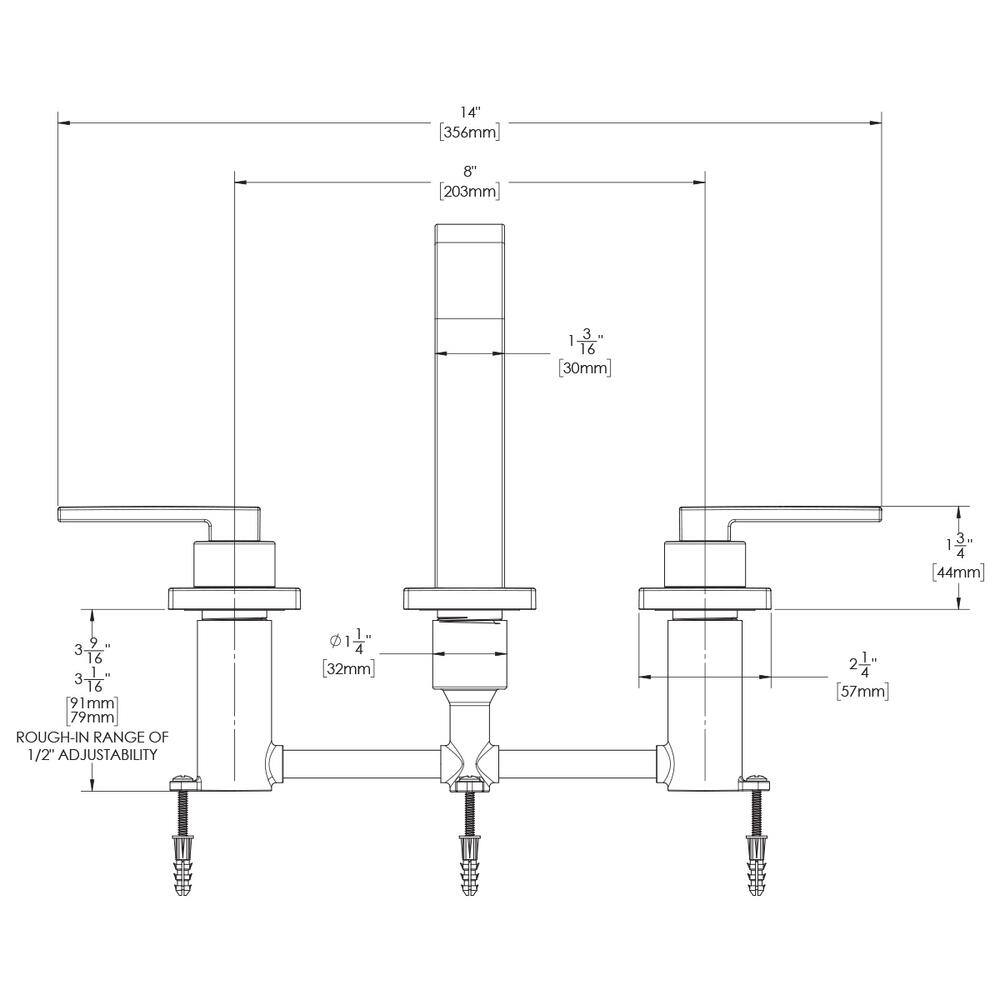 Brushed Bronze Wall Mounted Bathroom Faucet with Lever Handles
