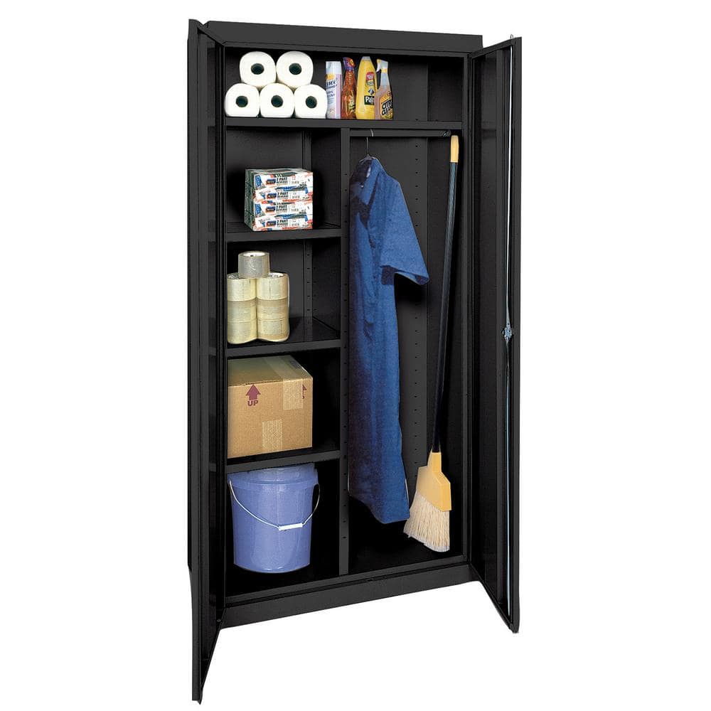 Transitional Black Steel Full-Height Combination Wardrobe Cabinet