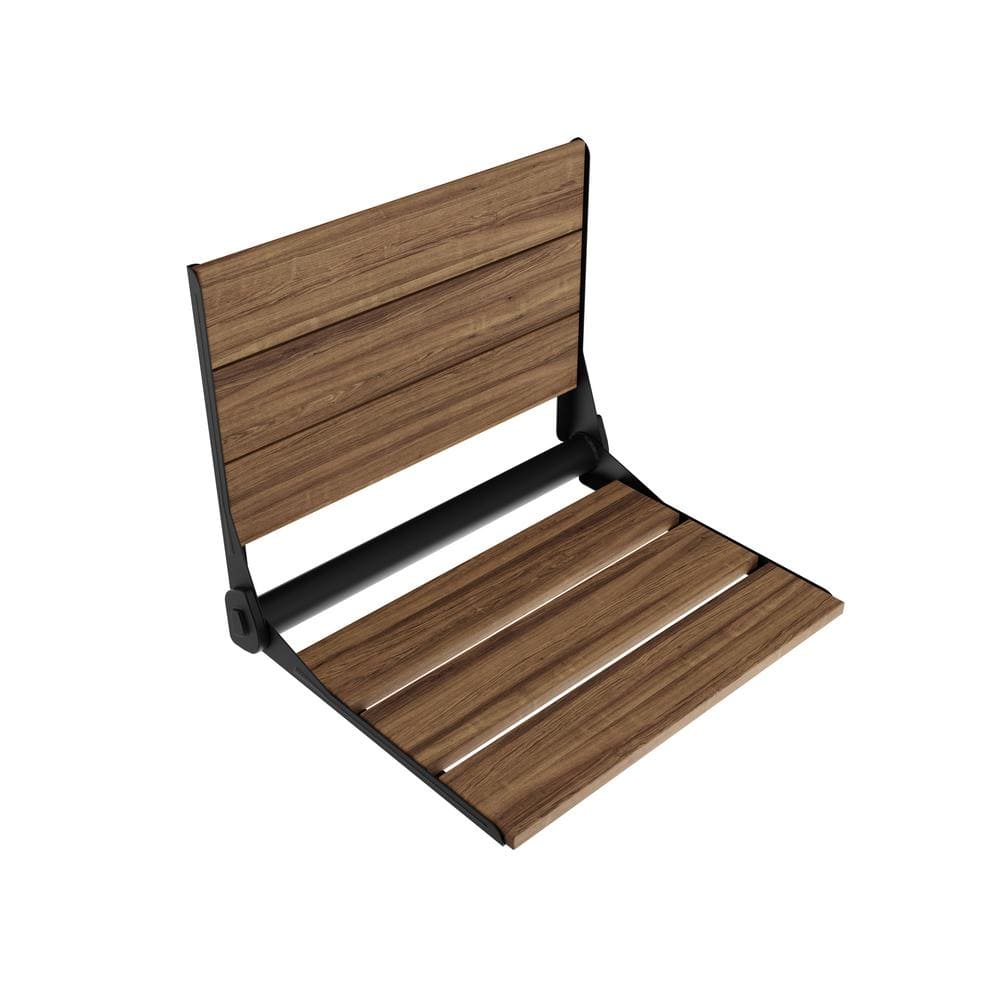 Saxon 17 in. W x 17 in. D Teak Wall Mounted Folding Walk in Shower Seat in 
