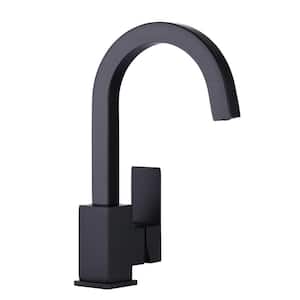 Single Handle Single Hole Stainless Steel Bar Faucet with cUPC Supply Lines in Matte Black