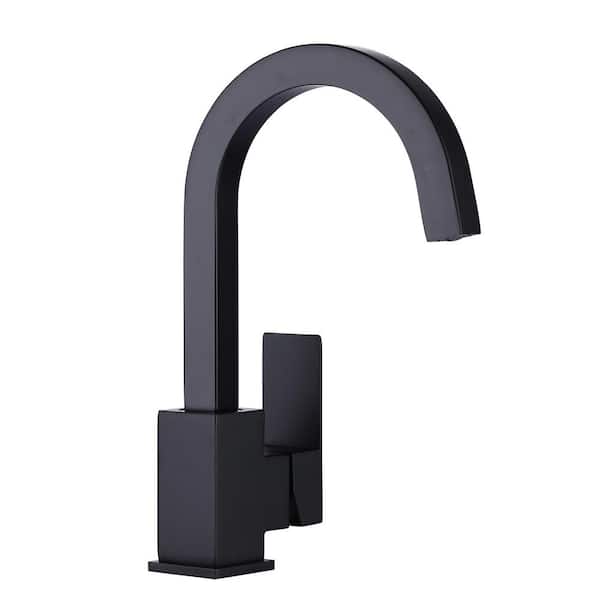 IVIGA Single Handle Single Hole Stainless Steel Bar Faucet with cUPC Supply Lines in Matte Black