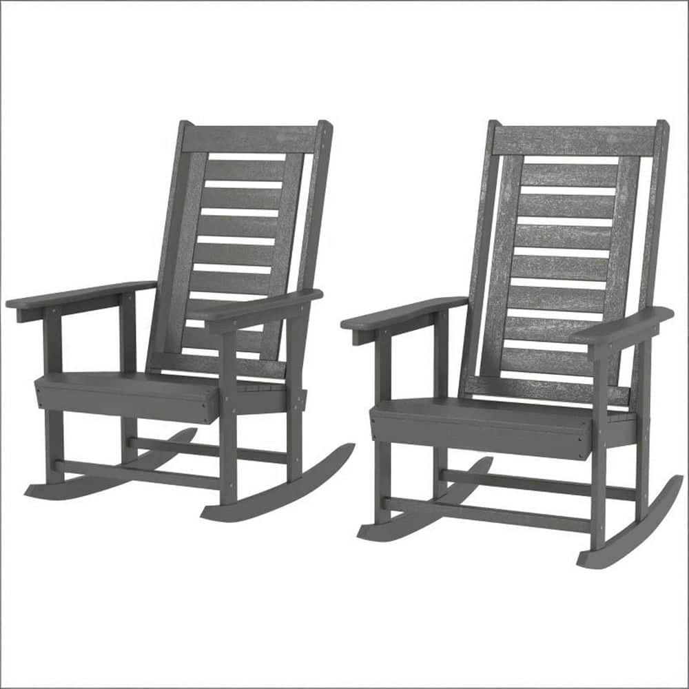 Grey HDPE Rocking Outdoor Dining Chair in Grey Set of 2 price history on PriceWatchPro