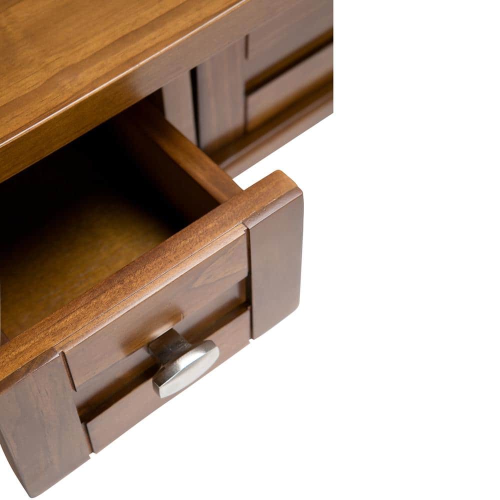 Light Golden Brown Wood Writing Desk with Drawer and Keyboard Tray