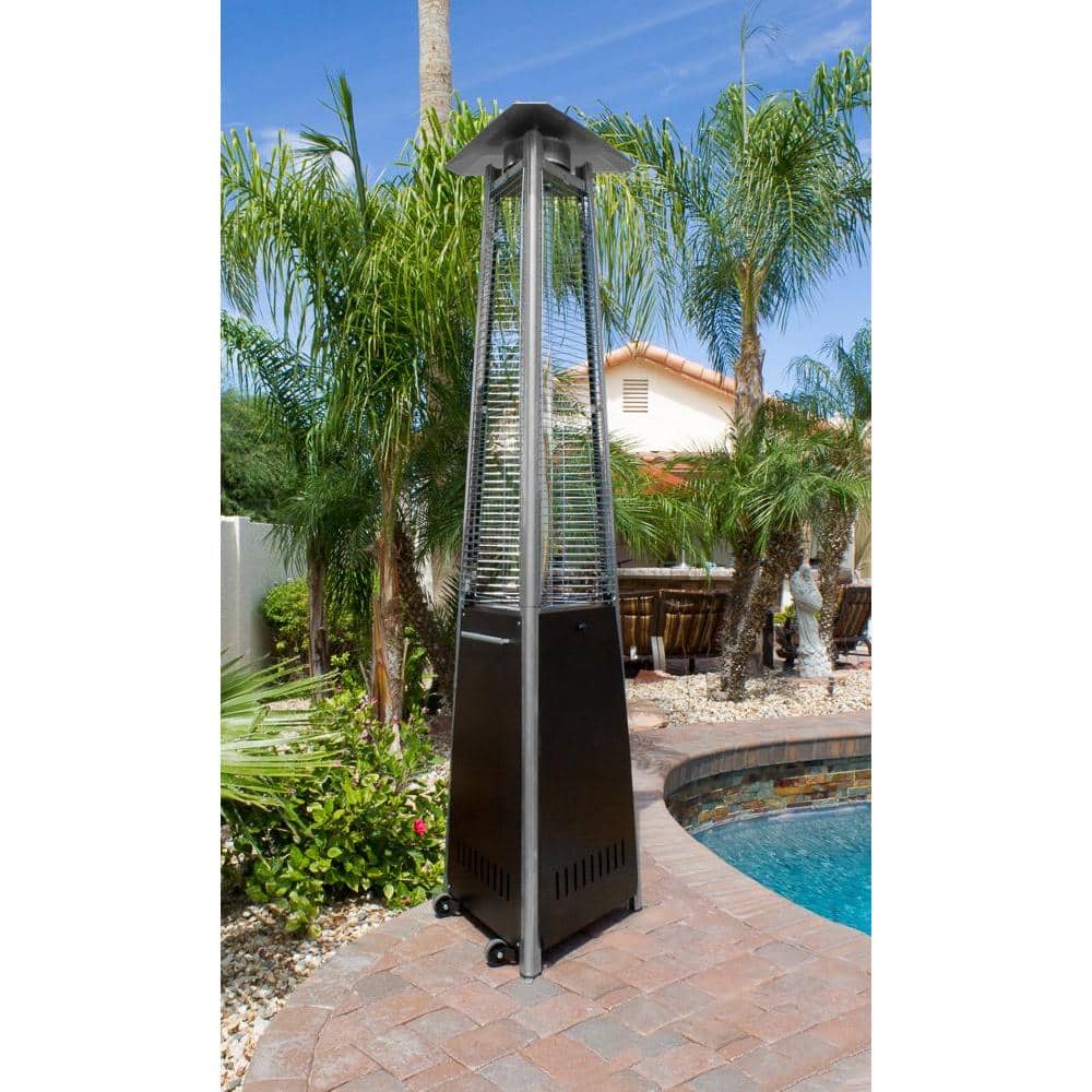 Tall Bronze Glass Tube Propane Patio Heater with Wheels