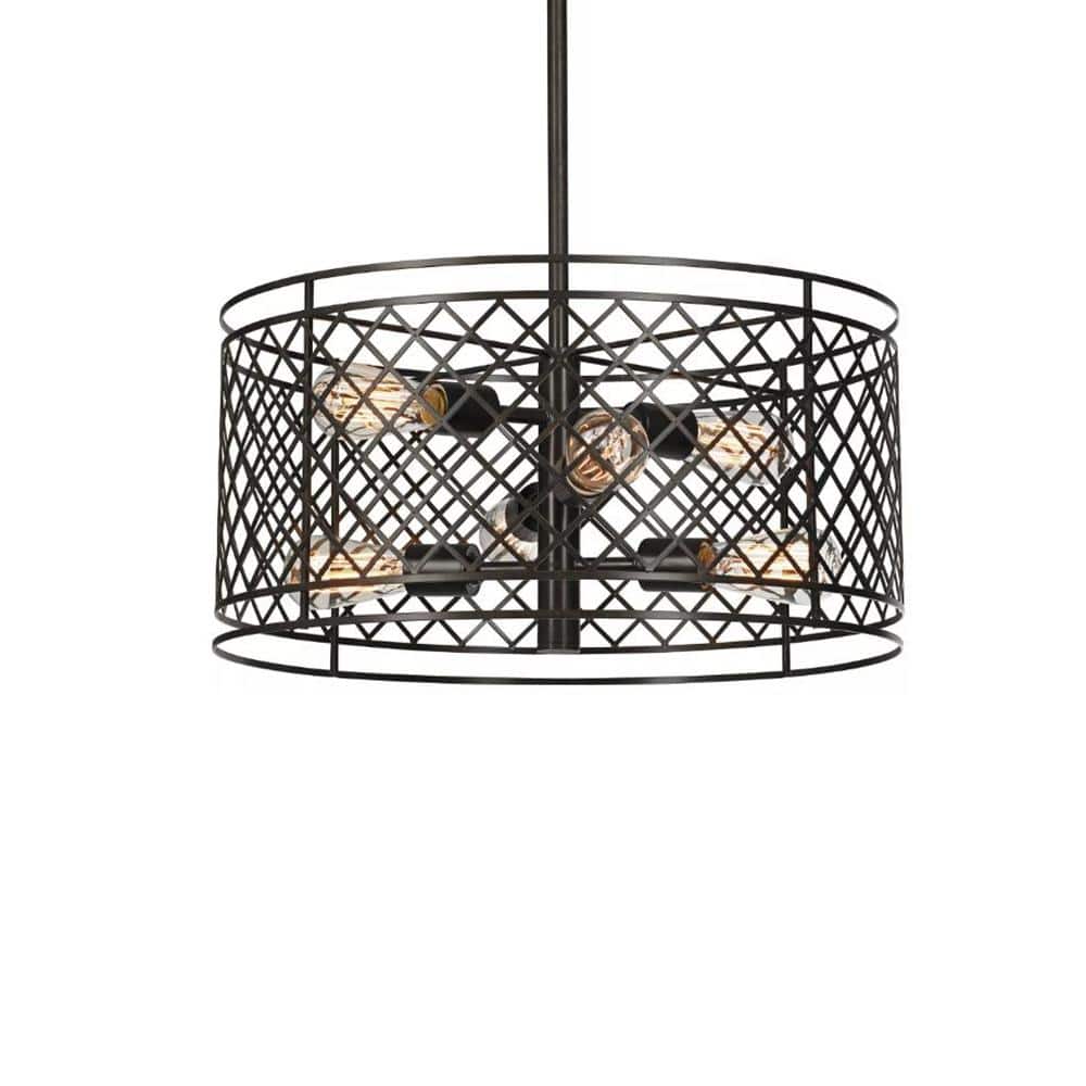 Warehouse of Tiffany Keighley 6-Light Black Rust Indoor Chandelier with Drum Shade P1767-6 - The Home Depot