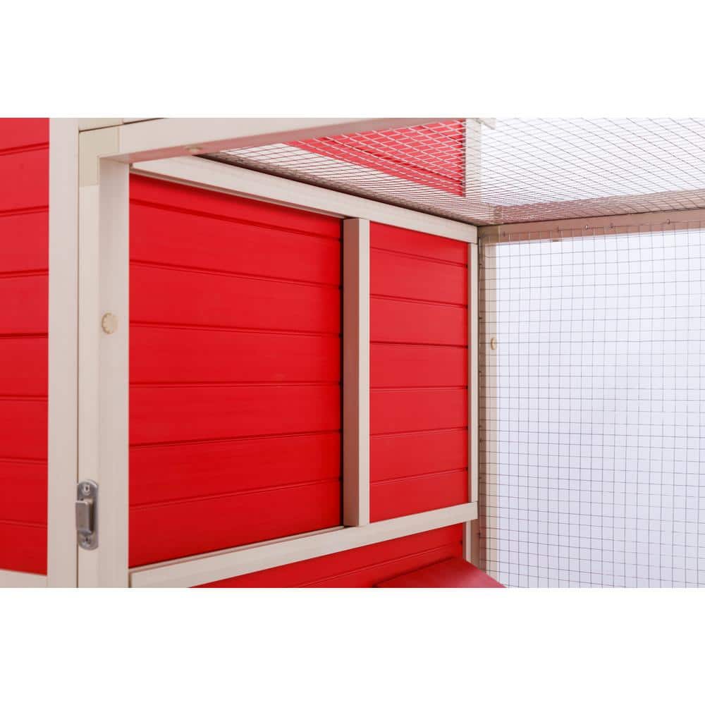 Red and Beige ECOFLEX Dual-Level Chicken Coop with Stainless Steel Mesh