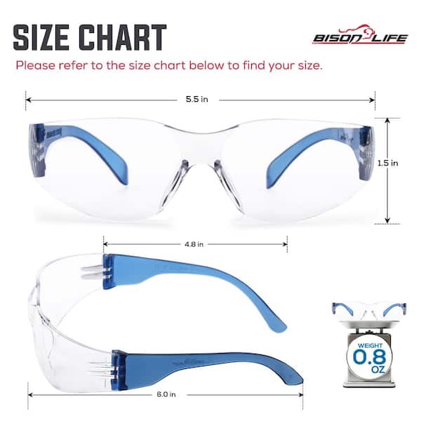 BISON LIFE Clear Anti-Scratch Protective Safety Glasses with