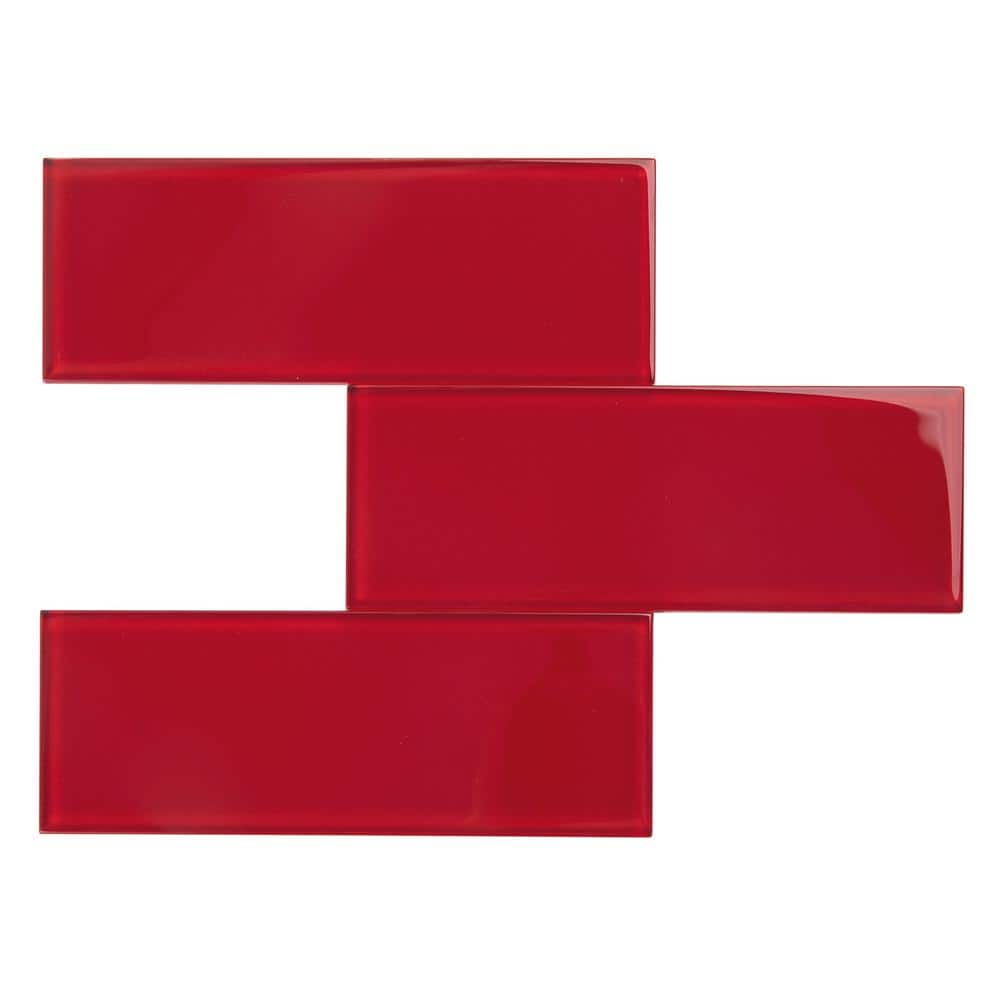 Giorbello Glass Subway 3 in. x 9 in. x 6mm Wall Tile Case - Ruby