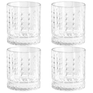 4 Piece 13 Ounce Teardrop Embossed Double Old-Fashioned Glass Set