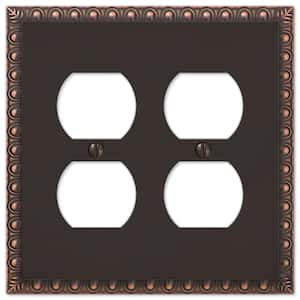 Antiquity 2 Gang Duplex Metal Wall Plate - Aged Bronze