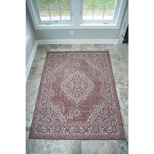 Benissimo Red 4 Ft X 6 Medallion, Home Depot Outdoor Rugs 4×6