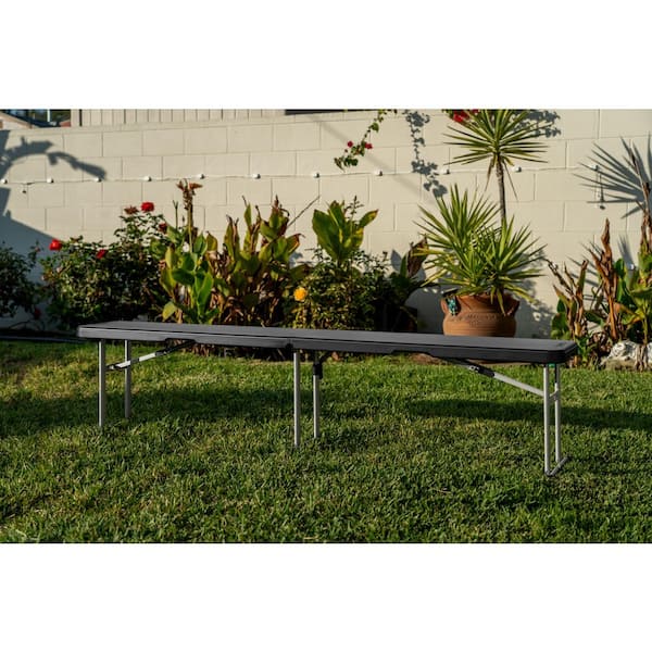 HDX 6 ft. Steel Frame Black Portable Indoor/Outdoor Foldable Bench