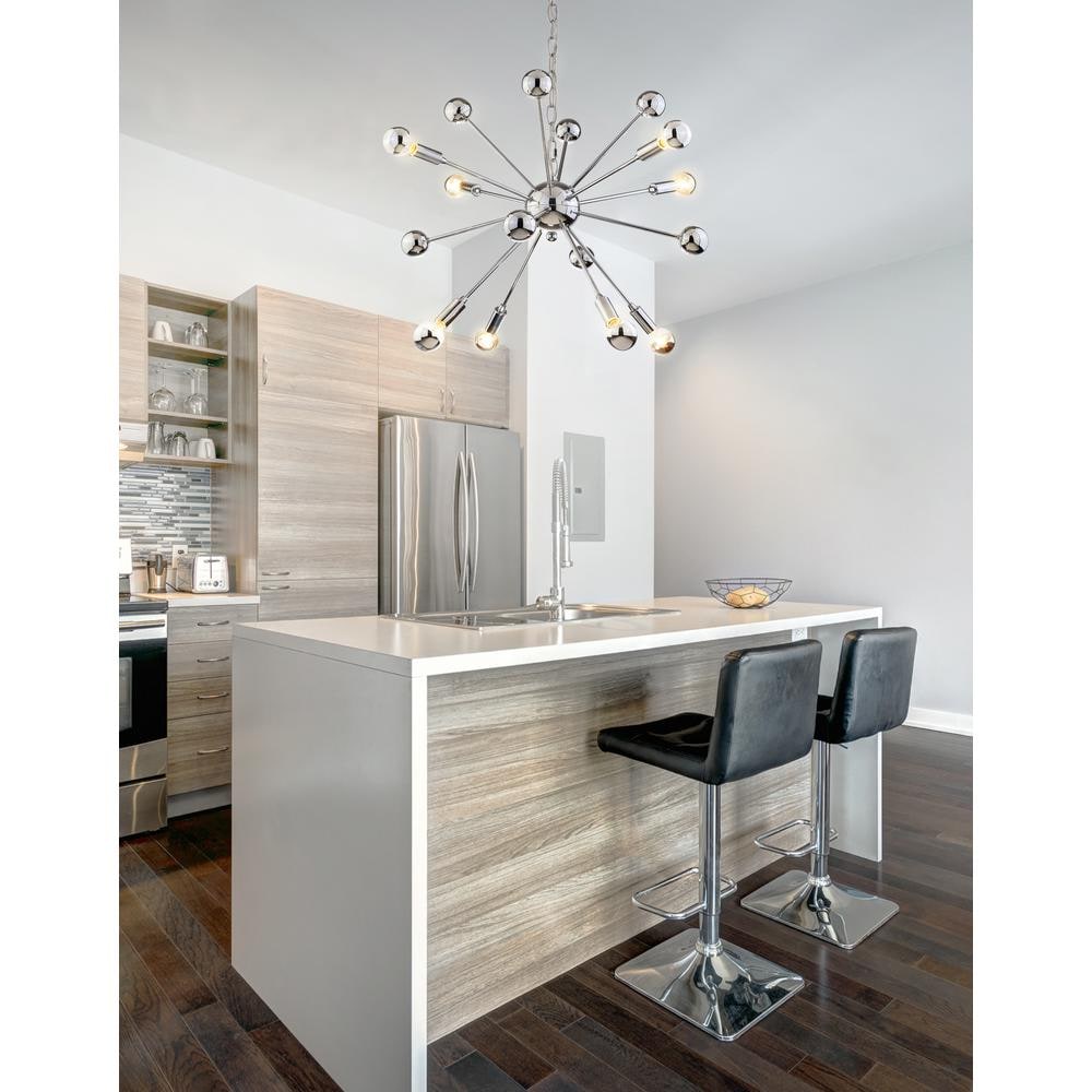 22.5" Chrome Metal Sputnik-Style LED Chandelier