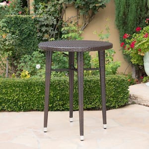 Dominica Multi-brown Round Faux Rattan Outdoor Side Table