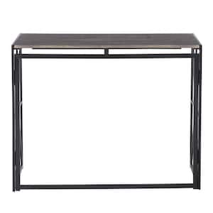 39.4 in. Long Light Wood Color Foldable Computer Desk Console Table with Metal Frame