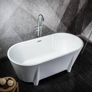 67 in. Contemporary Design Acrylic Soaking SPA Tub Non-Whirlpool Freestanding Bathtub in White