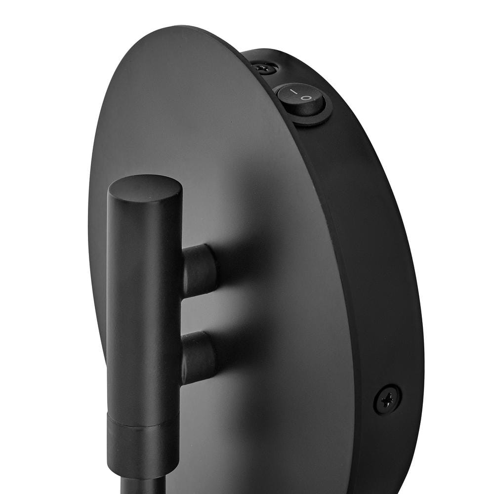 Black Swing Arm Wall Sconce with Etched Opal Globe
