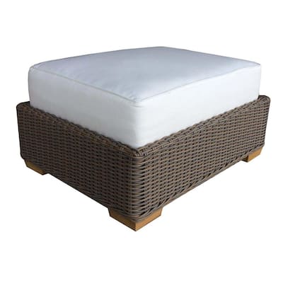 Wicker Ottomans Living Room Furniture The Home Depot Wicker Ottomans Living Room, Wicker Footstool Round
