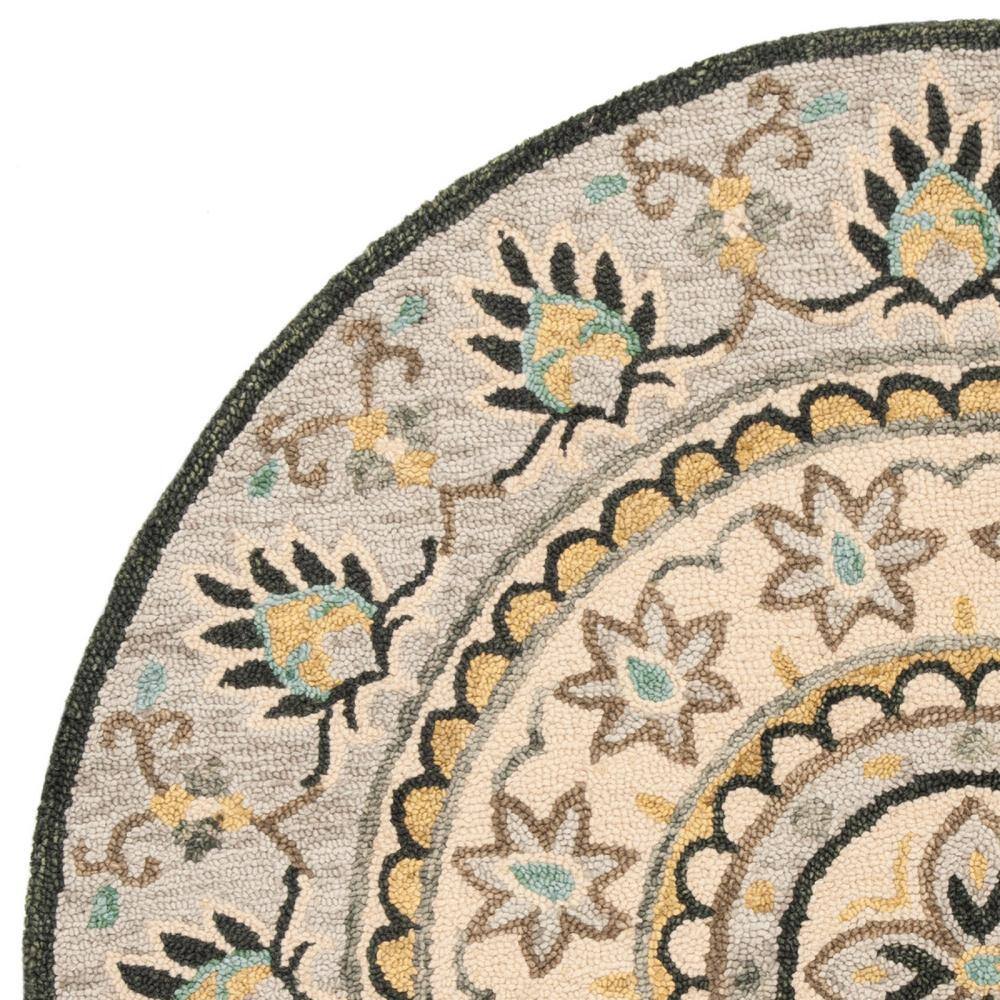 Sunshine Floral Tufted Round Wool Rug - 59 in Diameter
