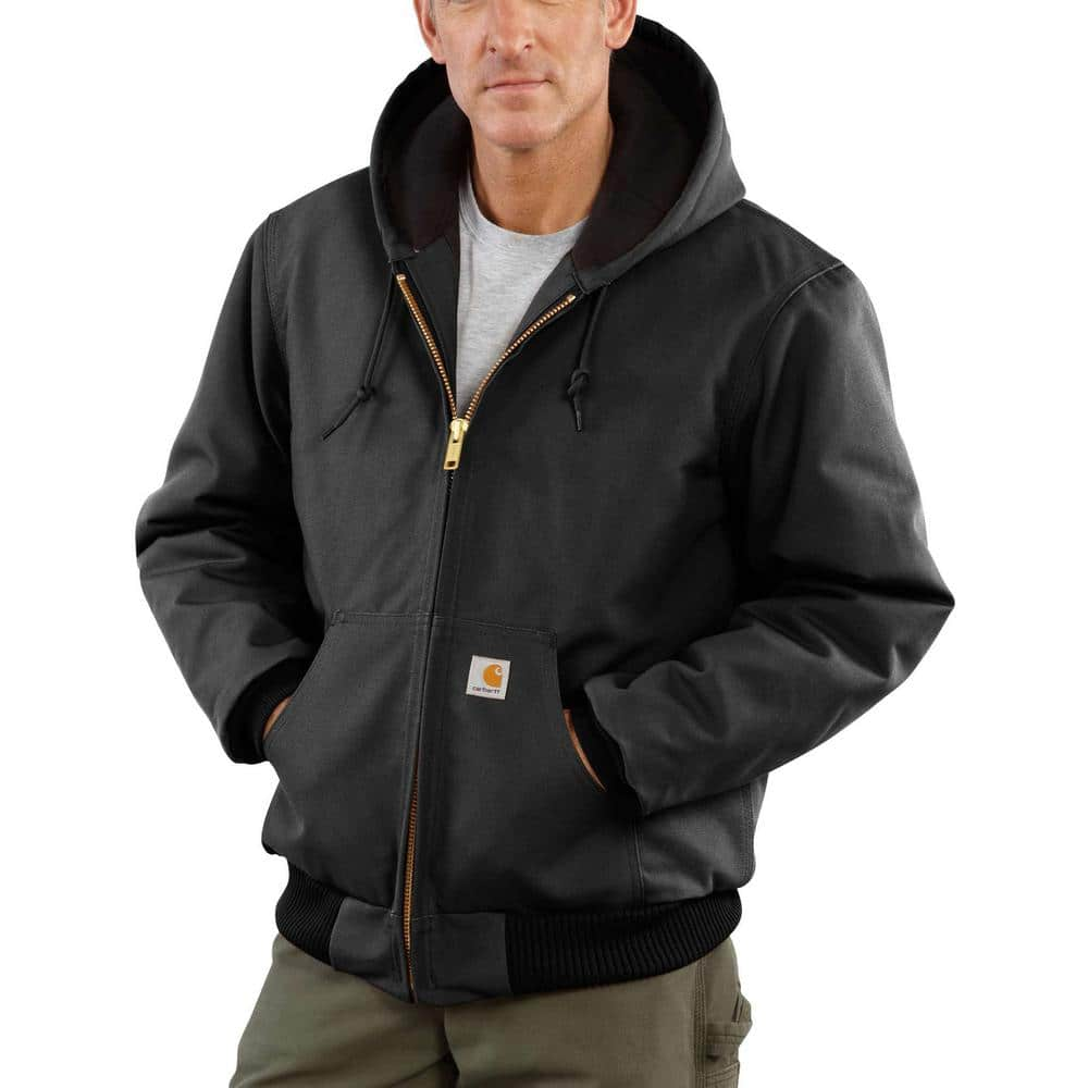 Carhartt Men's Large Tall Black Cotton Quilted Flannel Lined Duck