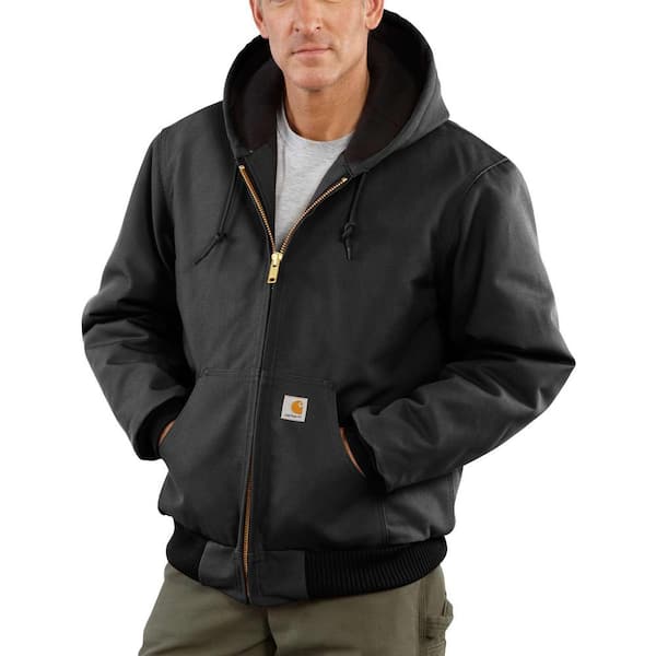 Carhartt Men's Large Tall Black Cotton Quilted Flannel Lined Duck Active  Jacket J140-BLK - The Home Depot