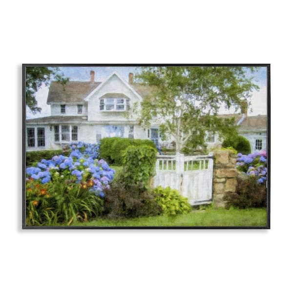 Stupell Industries Beach Getaway Cottage by Graffitee Studios Black Framed Architecture Giclee Art Print 16 in. x 24 in.
