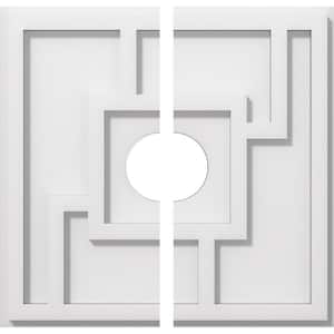 1 in. P X 4-3/4 in. C X 14 in. OD X 3 in. ID Knox Architectural Grade PVC Contemporary Ceiling Medallion, Two Piece