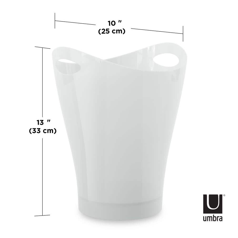 Metallic White 13" Contemporary Plastic Wastebasket
