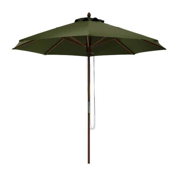 Classic Accessories Montlake 9 ft. Bamboo Market Patio Umbrella in Heather Fern