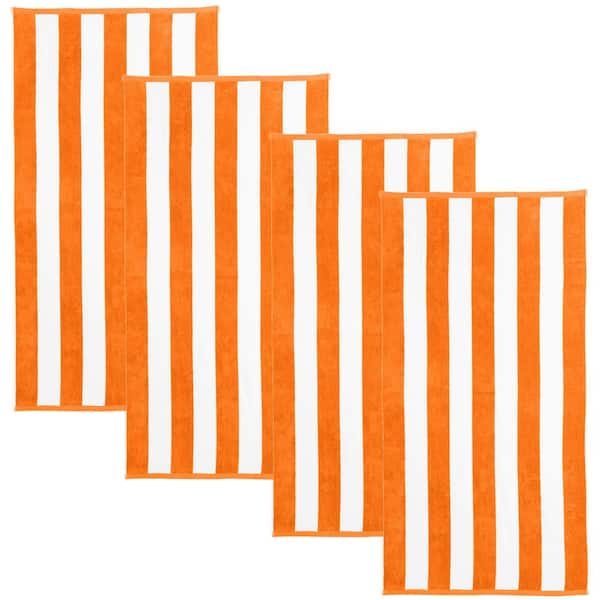 Orange 100% Cotton Cabana 4-Pack Oversized Beach and Pool Towels