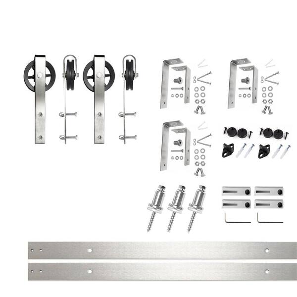 Double Track U-Shape Bypass Sliding Barn Door Hardware Kit