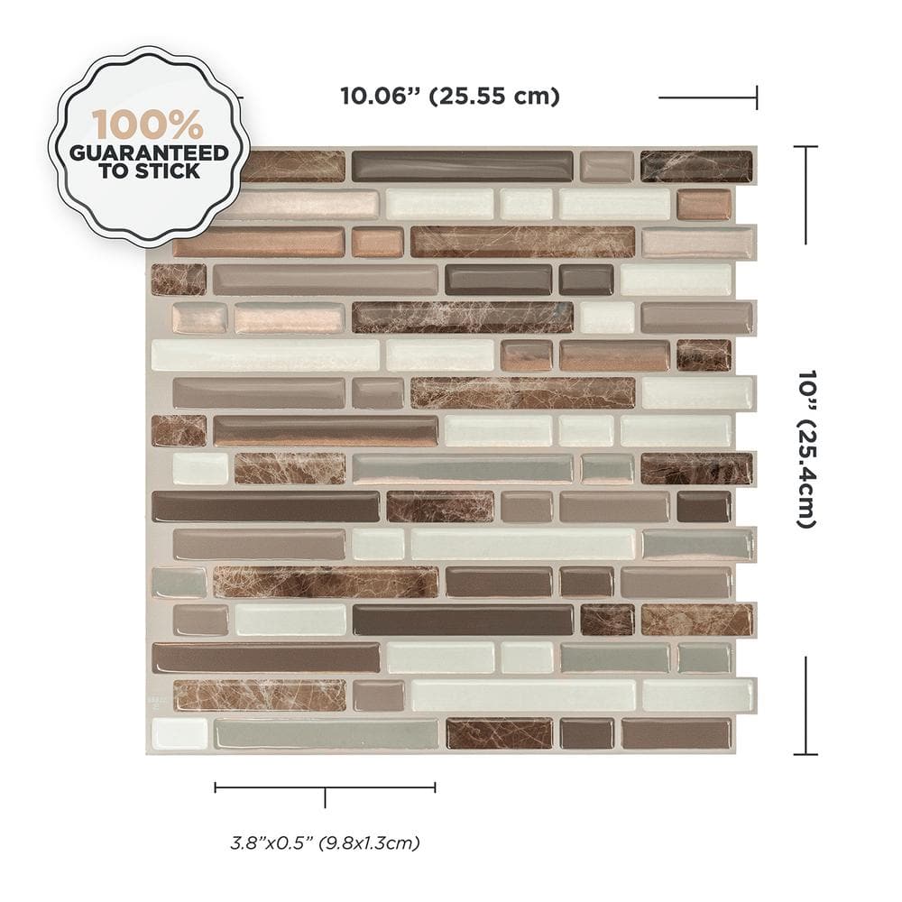 Bellagio Santi Brown and Beige Peel and Stick Backsplash Tiles