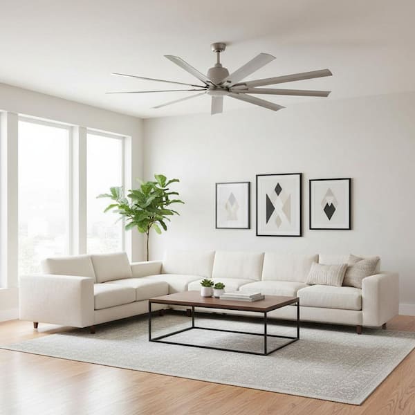 マントルピースC型 H90W80D20 KICHLER Breda 75 in. Outdoor Brushed Nickel Downrod Mount Ceiling