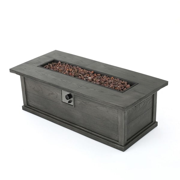 56.1 in. Outdoor 50,000 BTU Rectangular MgO Concrete Propane Fire Pit Table with Gray Wood Pattern