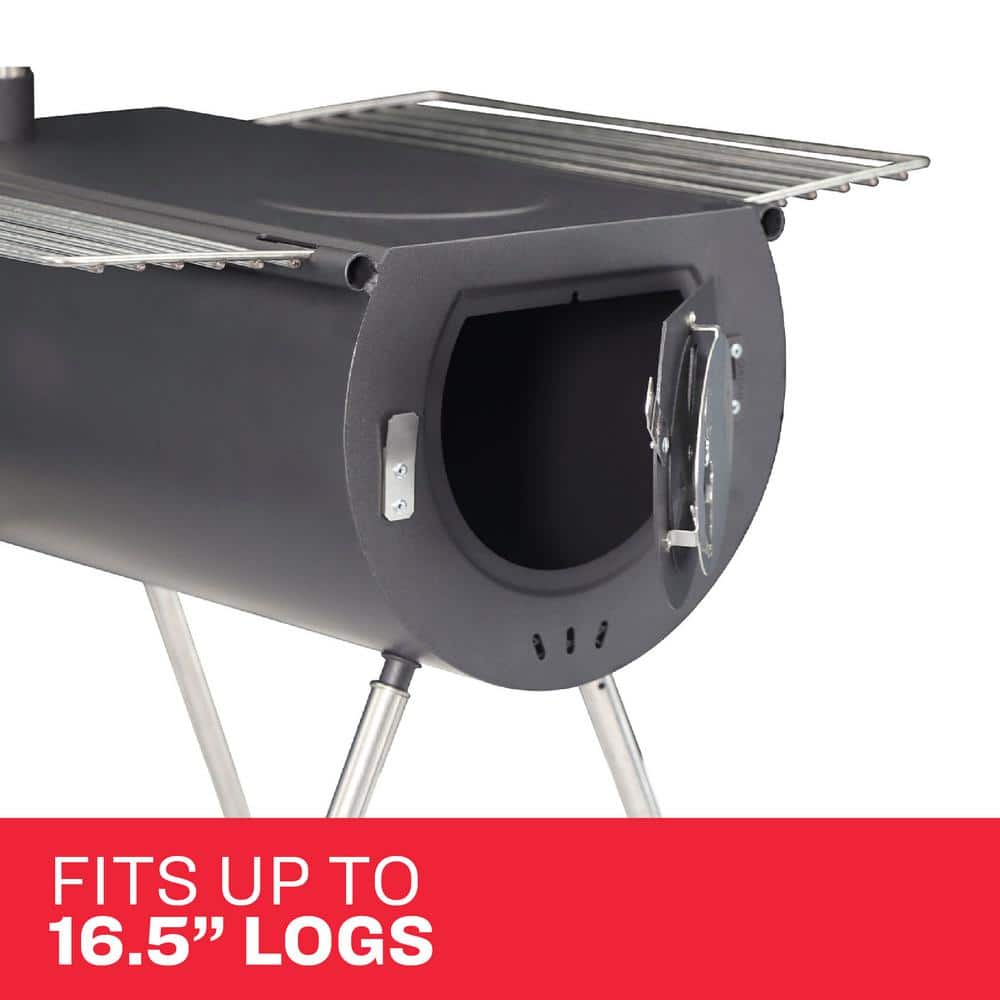 Caribou Outfitter 18-Inch Black Wood-Burning Camp Stove with Stainless Steel Stand
