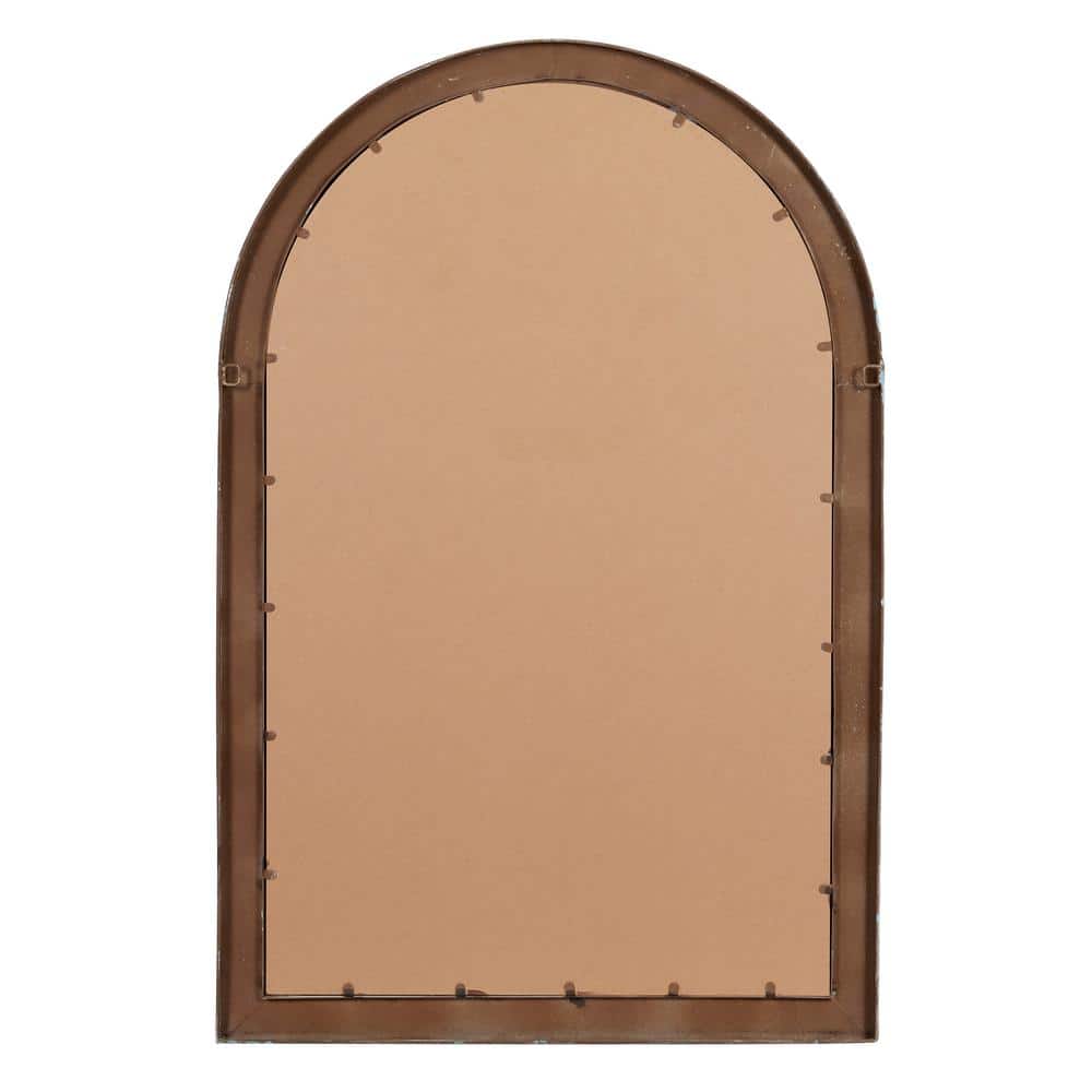 White Distressed Wood Arched Windowpane Wall Mirror