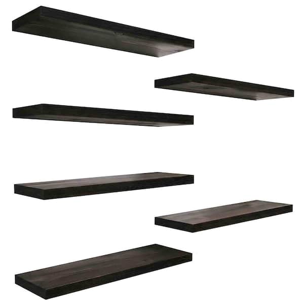 17 in. W x 6 in. D Walnut Wood Decorative Wall Shelf - Set Of 6