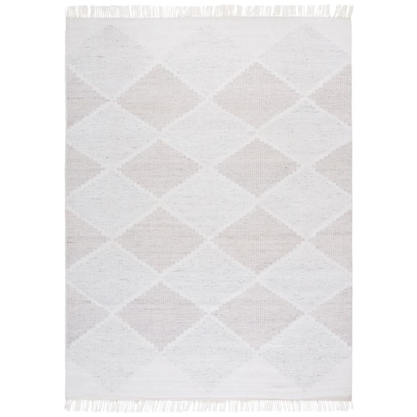 Kilim 8 ft. x 10 ft. Light Gray/Beige Tribal Area Rug
