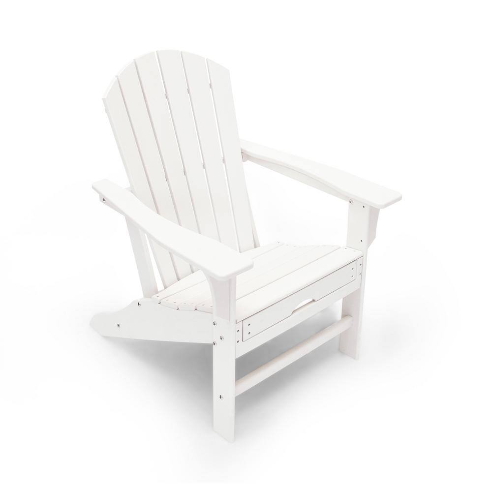 LuXeo Hampton White Patio Plastic Adirondack Chairs with Hideaway ...