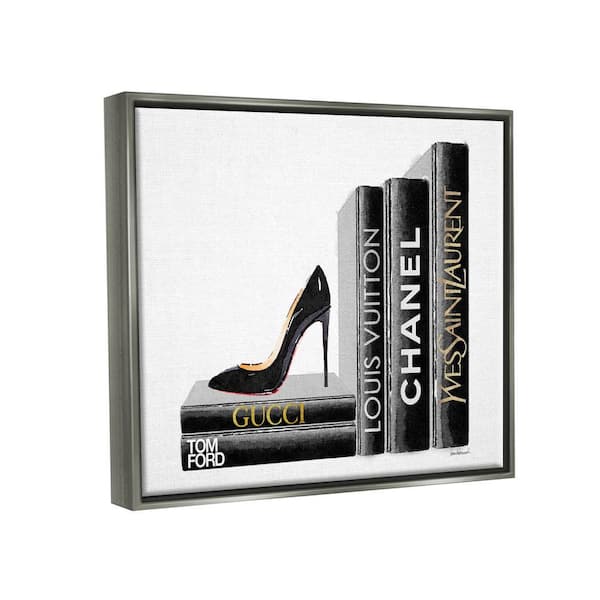 The Stupell Home Decor Collection High Fashion Book Shelf with Stilettos  Heel by Amanda Greenwood Floater Frame Culture Wall Art Print 17 in. x 21  in. agp-154_ffl_16x20 - The Home Depot